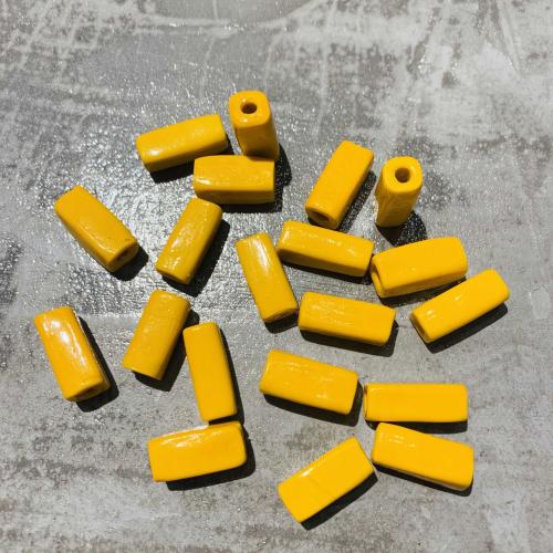 Lampwork Beads Geometrical Pattern DIY & enamel yellow Sold By PC