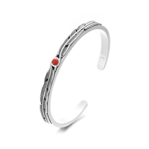 925 Sterling Silver Bangle Bracelet with Yunnan Red Agate Adjustable & fashion jewelry & for woman Inner Approx 55mm Sold By PC