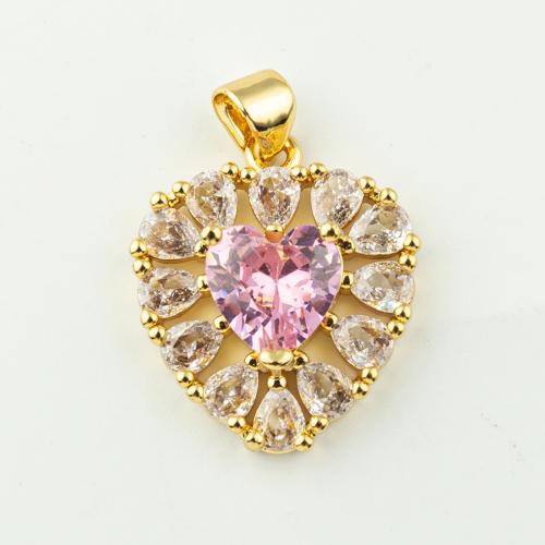 Cubique Pendentif en laiton zircon pavent, coeur, bijoux de mode & unisexe & pavé de micro zircon, plus de couleurs à choisir, 23x17mm, 50PC/lot, Vendu par lot