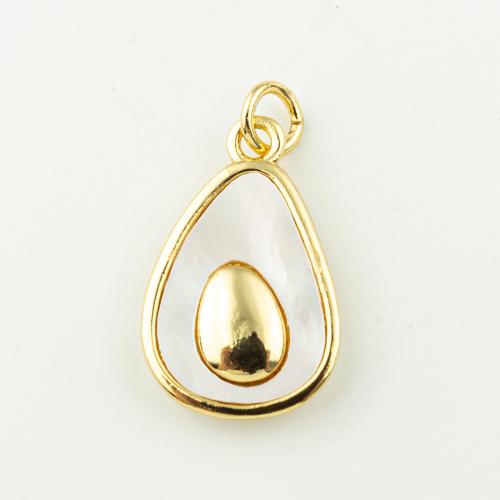 Monili d'ottone Ciondoli, ottone, with conchiglia, Avocado, gioielli di moda & per la donna, dorato, 22x13mm, Foro:Appross. 3mm, 50PC/lotto, Venduto da lotto