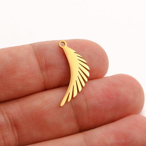 Stainless Steel Pendants 304 Stainless Steel Feather Vacuum Ion Plating DIY Sold By Bag