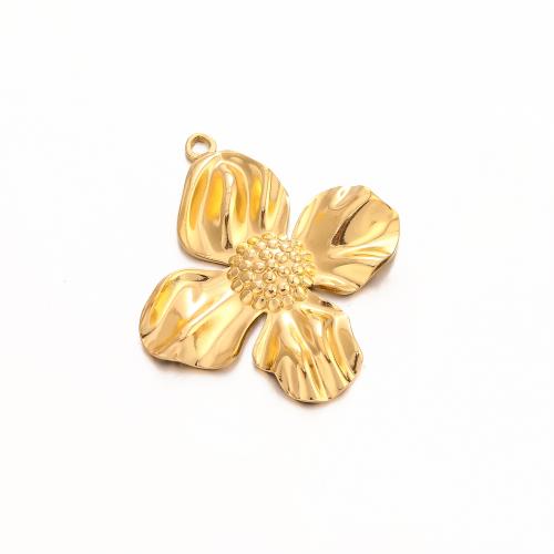 Stainless Steel Flower Pendant 304 Stainless Steel Vacuum Ion Plating DIY Sold By PC