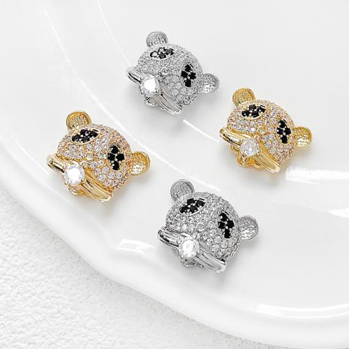 Kubik Zirkonium mikro bana Mässing hängande, Panda, plated, DIY & micro bana cubic zirconia, fler färger för val, nickel, bly och kadmium gratis, 21x16mm, Säljs av PC