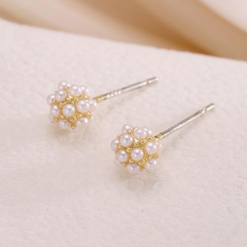 Lo zinco in lega Stud Earring, lega in zinco, with perla in plastica, gioielli di moda & per la donna, oro, Venduto da coppia