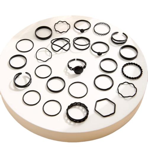 Sinc Alloy Ring Set, jewelry faisin & do bhean, dubh, Díolta De réir Socraigh