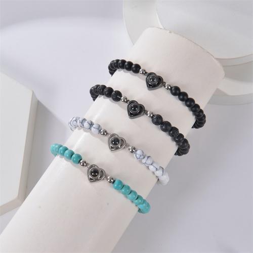 Gemstone Bracelets with Elastic Thread handmade fashion jewelry & Unisex Length 7-8.5 Inch Sold By PC