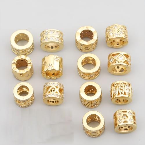 Messing Spacer Kralen, plated, DIY & verschillende stijlen voor de keuze & micro pave zirconia, gouden, 20pC's/Lot, Verkocht door Lot