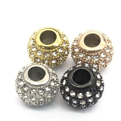 Titanium Steel Beads DIY & micro pave cubic zirconia Approx 3mm Sold By PC