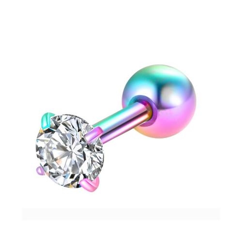 Roestvrij staal Stud Earrings, 304 roestvrij staal, plated, verschillende grootte voor keus & micro pave zirconia & voor vrouw, meer kleuren voor de keuze, 20pC's/Lot, Verkocht door Lot