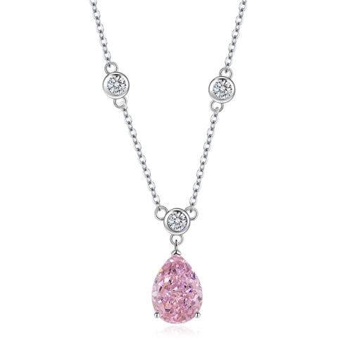 Cubic Zircon Micro Pave Brass Necklace plated micro pave cubic zirconia & for woman Sold By PC