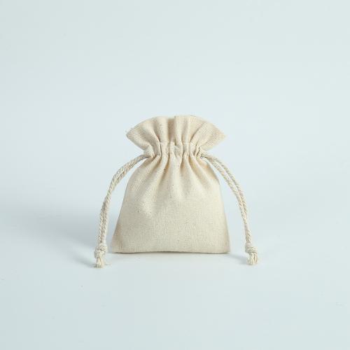 Cotton Fabric Drawstring Bag multifunctional beige Sold By PC