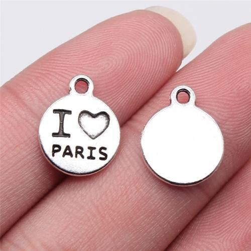 Zinc Alloy Pendants Round antique silver color plated DIY Sold By PC