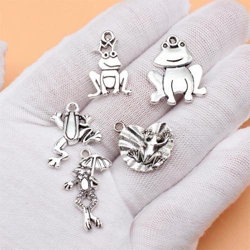 Sinc Alloy Pendants Ainmhithe, Frog, dath airgid antique plátáilte, DIY, 5PC/Mála, Díolta De réir Mála