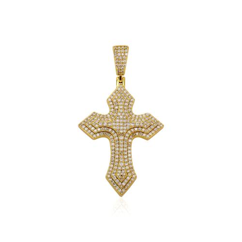 Cubic Zirconia Micro Pave Brass Pendant Cross plated Unisex & micro pave cubic zirconia Sold By PC