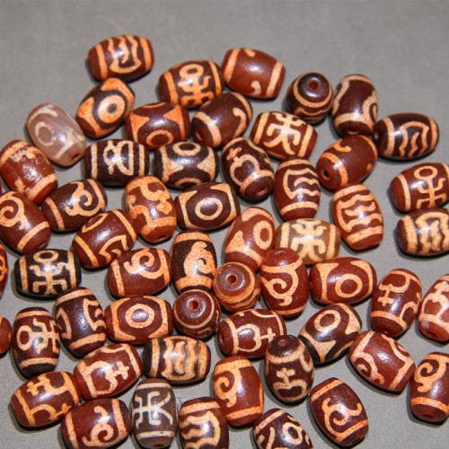 Natural Tibetan Agate Dzi Beads Drum random style & DIY Sold By PC