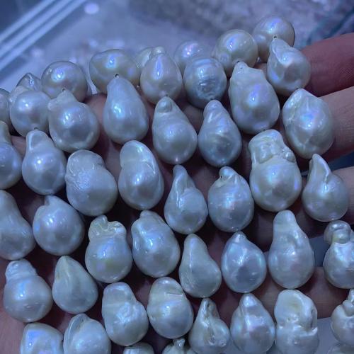 Naturliga sötvattenspärla lösa pärlor, Freshwater Pearl, Barock, DIY, vit, 14-20mm, Såld Per Ca 14 inch Strand