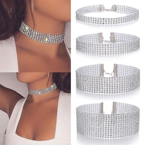 Mode Collier Choker, alliage de zinc, avec 10cm chaînes de rallonge, bijoux de mode & normes différentes pour le choix & pour femme & avec strass, Longueur Environ 29 cm, Vendu par PC