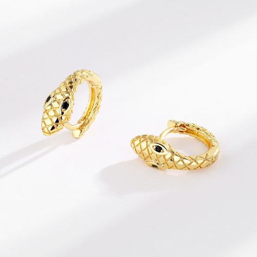 Cubic Zirconia Micro Pave Brass Earring Snake fashion jewelry & micro pave cubic zirconia & for woman Sold By Pair