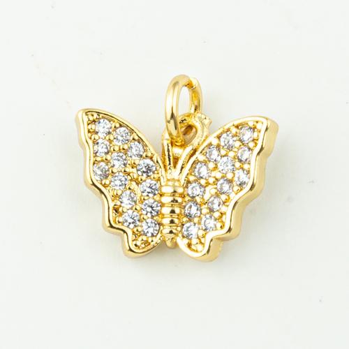 Cubic Zirconia Micro Pave Brass Pendant Butterfly fashion jewelry & micro pave cubic zirconia & for woman golden Approx 3mm Sold By Lot