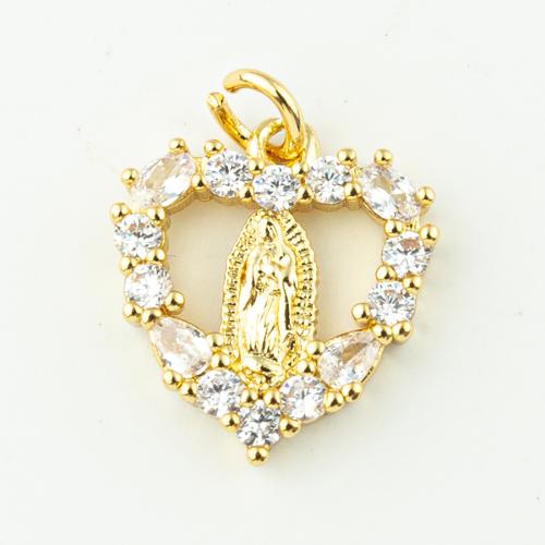 Cubic Zirconia Micro Pave Brass Pendant Heart fashion jewelry & micro pave cubic zirconia & for woman golden Approx 2mm Sold By Lot