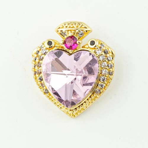 Cubic Zirconia Micro Pave Brass Pendant Heart fashion jewelry & micro pave cubic zirconia & for woman golden Approx 3mm Sold By Lot