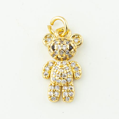 Cubic Zirconia Micro Pave Brass Pendant Bear fashion jewelry & micro pave cubic zirconia & for woman golden Approx 3mm Sold By Lot