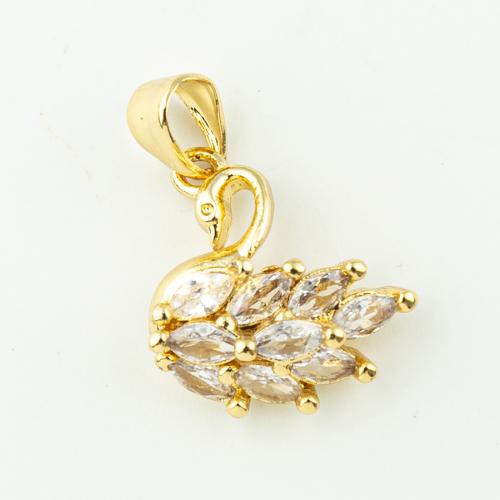 Cubic Zirconia Micro Pave bronze Pingente, cobre, joias de moda & micro pavimento em zircônia cúbica & para mulher, dourado, 19x18mm, Buraco:Aprox 3mm, 50PCs/Lot, vendido por Lot