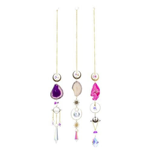 Hanging Ornaments Zinc Alloy with Agate & Crystal gold color plated for home and office nickel lead & cadmium free Sold By PC