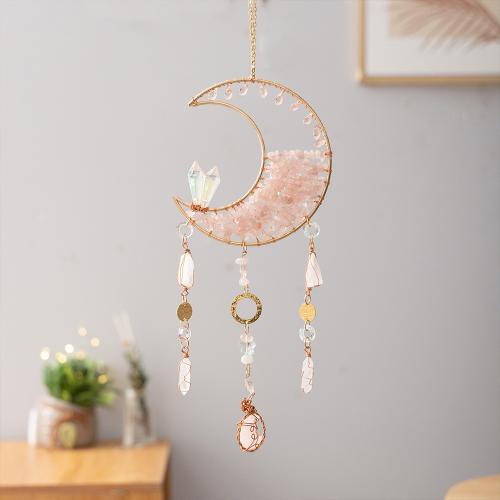 Moda Dreamcatcher, ottone, with Pietra naturale, fatto a mano, per la casa e l'ufficio, rosa, assenza di nichel,piombo&cadmio, 140x430mm, Venduto da PC