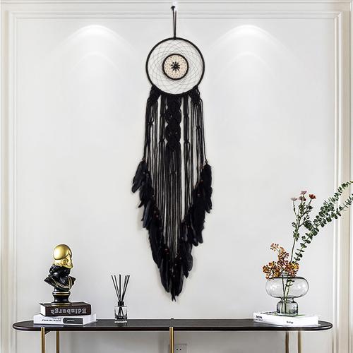 Mode Dreamcatcher, fer, avec polyester et coton, fait à la main, pour la maison et le bureau, noire, protéger l'environnement, sans nickel, plomb et cadmium, 200x1105mm, Vendu par PC