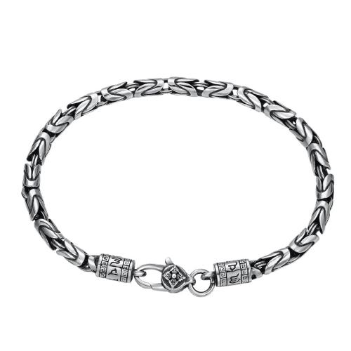 Sterling Silver Βραχιόλια, 925 Sterling Silver, για άνδρες και γυναίκες, αρχικό χρώμα, Μήκος Περίπου 20 cm, Sold Με PC