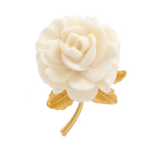 Zinc Alloy Brooches with Resin Flower plated for woman golden Sold By PC