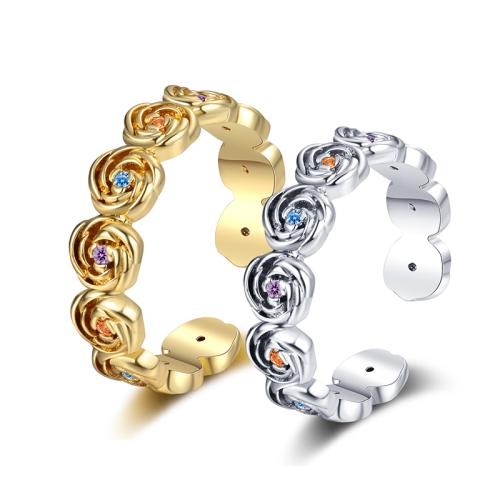 Kubisk Circonia Micro bane messing Ring, forgyldt, Micro Pave cubic zirconia & for kvinde, flere farver til valg, Solgt af PC