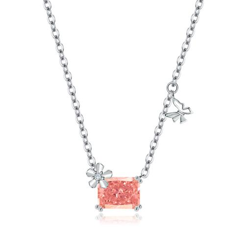 Collier en laiton cubique Zircon Micro Pave, Placage, pavé de micro zircon & pour femme, argent, Vendu par PC