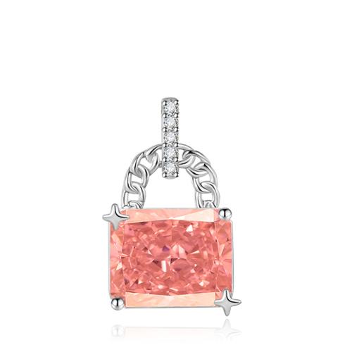 Cubique Pendentif en laiton zircon pavent, Placage, DIY & pavé de micro zircon, argent, Vendu par PC