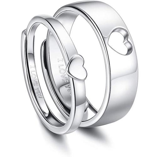 Bague en laiton, cupronickel, Placage, 2 pièces & unisexe, argent, Vendu par PC