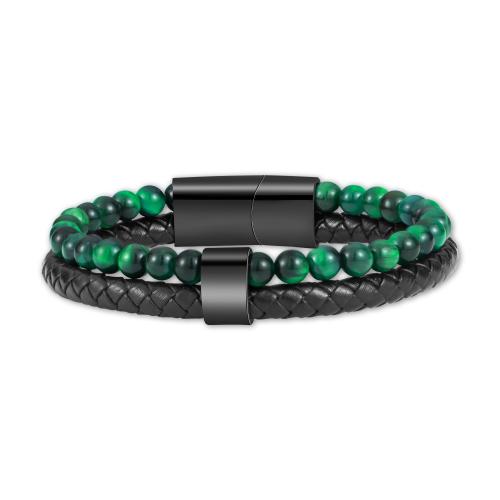 Edelsteen armbanden, Lava, met 304 roestvrij staal, plated, verschillende materialen voor de keuze & verschillende stijlen voor de keuze & voor de mens, meer kleuren voor de keuze, Lengte 21 cm, Verkocht door PC