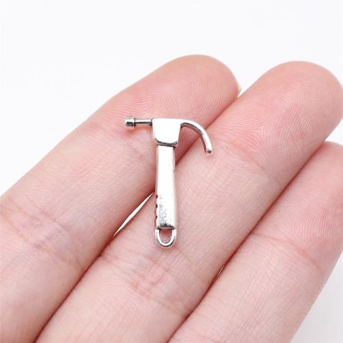 Zinc Alloy Tool Pendler, hammer, antik sølv farve forgyldt, du kan DIY, 20x13mm, Solgt af PC