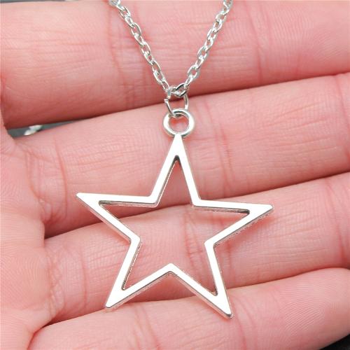 Zink Alloy Smycken Collier, Star, antik silver pläterad, DIY, Längd 50 cm, Säljs av PC