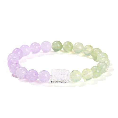 Prehnite nature bracelet, avec Jade & quartz clair, fait à la main, bijoux de mode & pour femme, année AAAAA, beads length 8mm, Longueur Environ 6 pouce, Vendu par PC