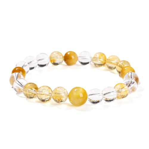 Clear Quartz Βραχιόλι, με Μάτι της Τίγρης & Citrine, Γύρος, χειροποίητο, Λαϊκό ύφος & για άνδρες και γυναίκες, beads length 8mm,10mm, Μήκος Περίπου 6-6.5 inch, Sold Με PC