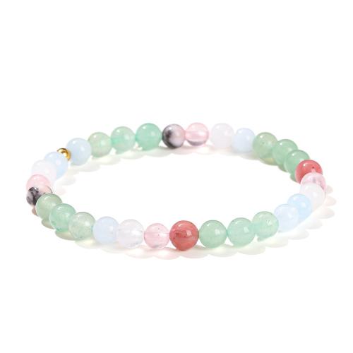 Πράσινη Aventurine Βραχιόλι, με χαλκηδόνιος λίθος & Rose Quartz & 304 από ανοξείδωτο χάλυβα, Γύρος, χειροποίητο, κοσμήματα μόδας & για τη γυναίκα, beads length 6mm, Μήκος Περίπου 5.5-6 inch, Sold Με PC