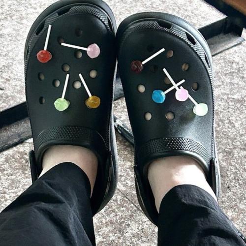 Plastic Shoes Clasp Lollipop DIY Random Color Sold By PC