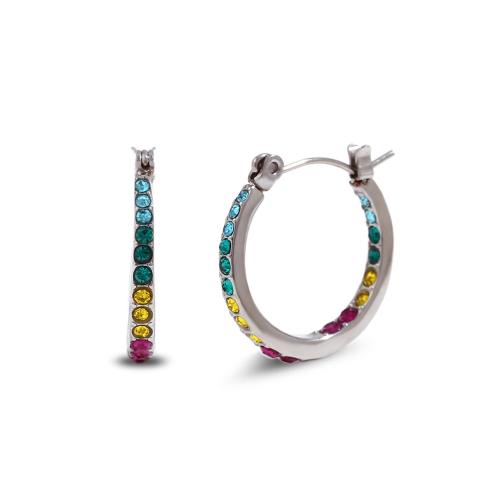 Mens acier inoxydable Hoop boucles d'oreilles, acier inoxydable 316L, bijoux de mode & normes différentes pour le choix & pour femme & avec strass, plus de couleurs à choisir, Vendu par paire