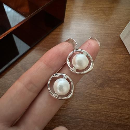 Серьги из серебра, 925 пробы, с Shell Pearl, ювелирные изделия моды & Женский, 27x25mm, продается Пара