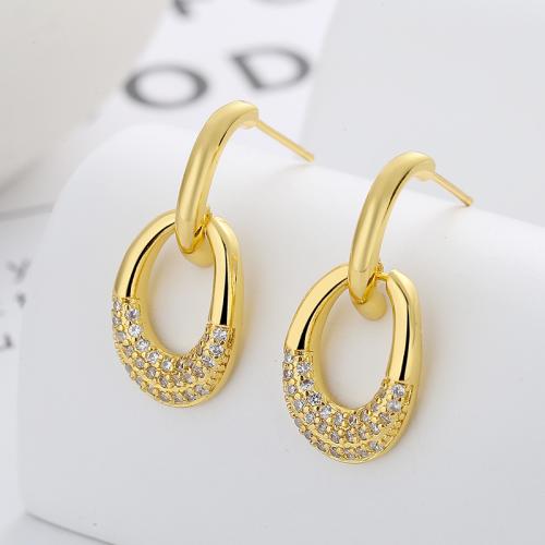 Boucles d'oreilles en laiton zircon cubique pavent, bijoux de mode & pavé de micro zircon & pour femme, plus de couleurs à choisir, 26mm, Vendu par paire