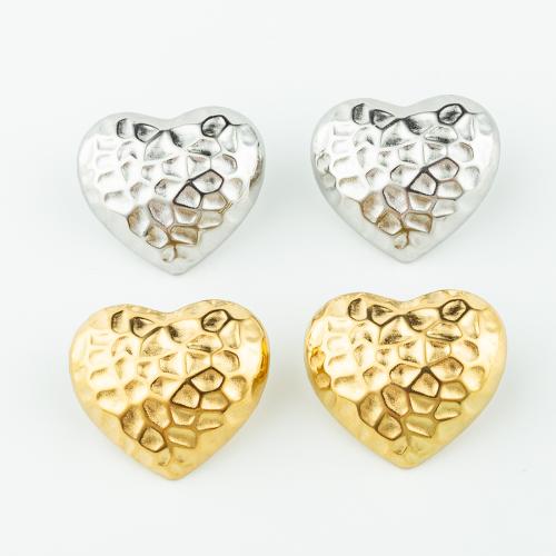 Stainless Steel Stud Earrings 304 Stainless Steel Heart Vacuum Ion Plating fashion jewelry & for woman Sold By Pair