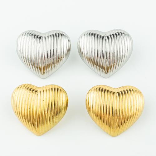 Stainless Steel Stud Earrings 304 Stainless Steel Heart Vacuum Ion Plating fashion jewelry & for woman Sold By Pair