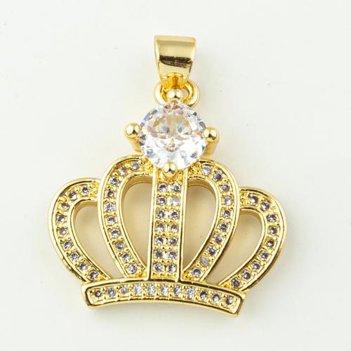 Cubic Zirconia Micro Pave Brass Pendant Crown fashion jewelry & micro pave cubic zirconia & for woman golden Approx 3mm Sold By Lot