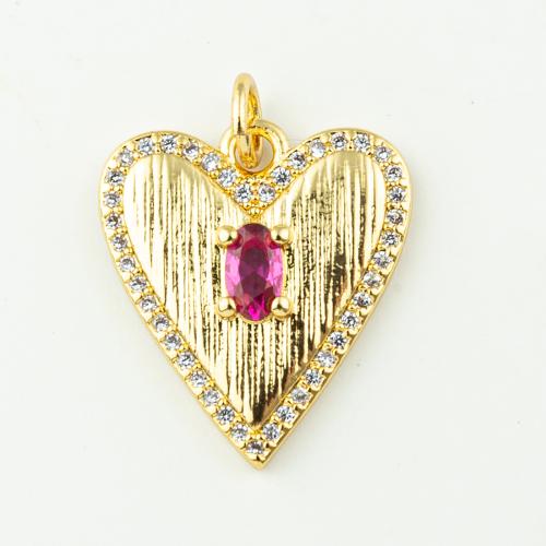 Cubic Zirconia Micro Pave Brass Pendant Heart fashion jewelry & micro pave cubic zirconia & for woman golden Approx 3mm Sold By Lot